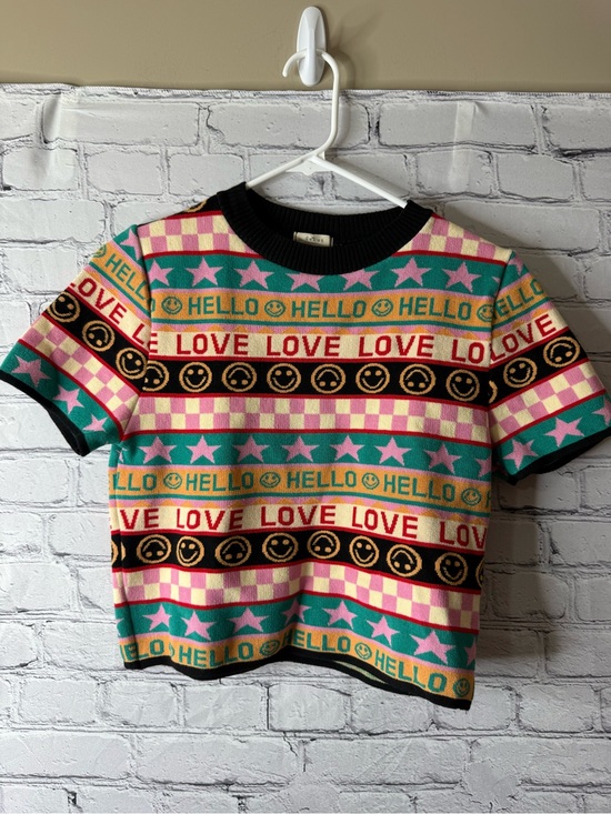 debut Sweaters - Debut colorful cropped short sleeve sweater